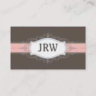 Chic Deco Frame Monogram Baby Pink Business Card
