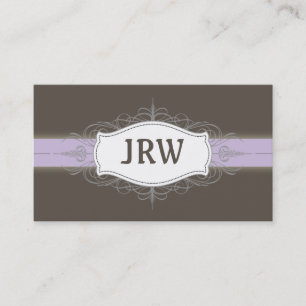 Chic Deco Frame Monogram Lilac Business Card