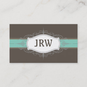 Chic Deco Frame Monogram Teal Business Card