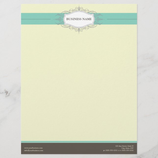 Chic Deco Teal Customized Letterhead (Front)