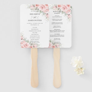 Chic Delicate Blush Pink Floral Wedding Program Hand Fan