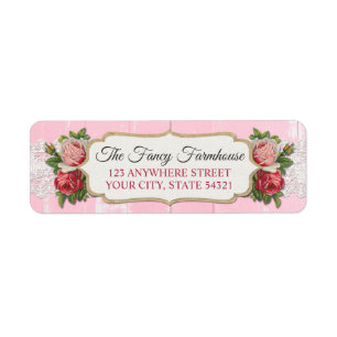 Chic Démodé Bois Rustique Rose Floral Adresse de R