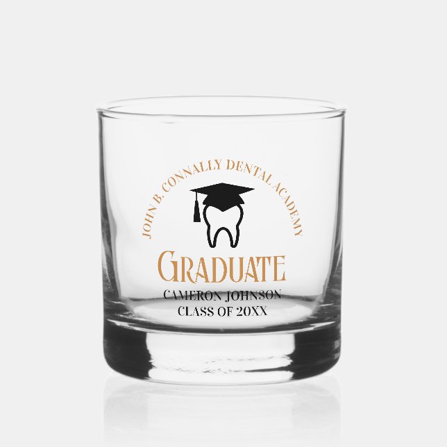 Chic Dental School Custom Dentist Graduation Whiskey Glass (Front)