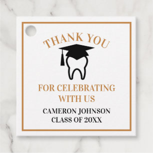 Chic Dental School Custom Gold Graduation Party Favour Tags
