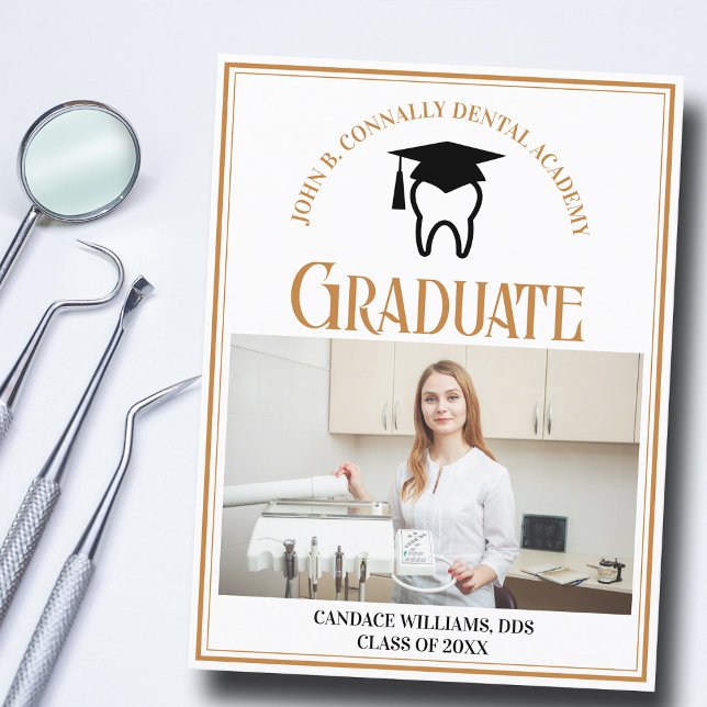 Chic Dental School Photo Custom Graduation Announcement Postcard (Creator Uploaded)