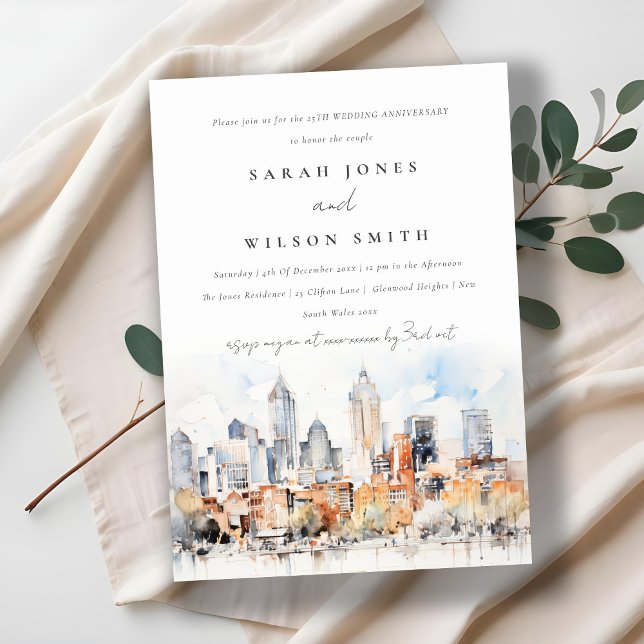 Chic Denver Colorado Skyline Wedding Anniversary Invitation (Creator Uploaded)