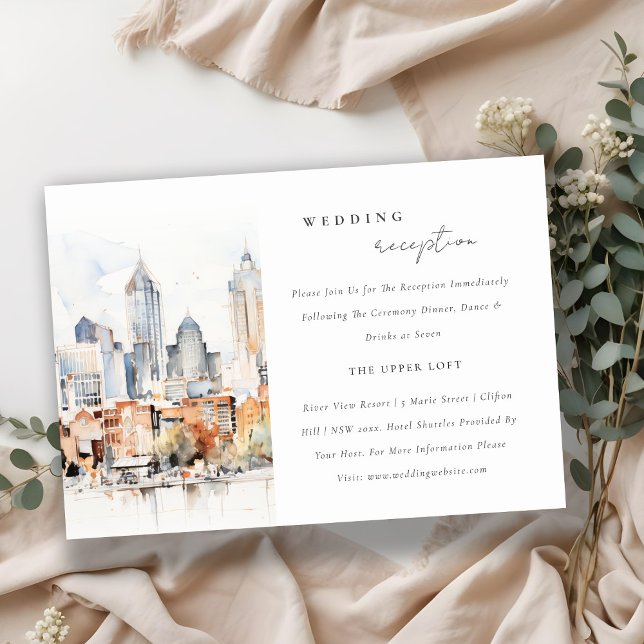 Chic Denver Colorado Skyline Wedding Reception Enclosure Card (Creator Uploaded)