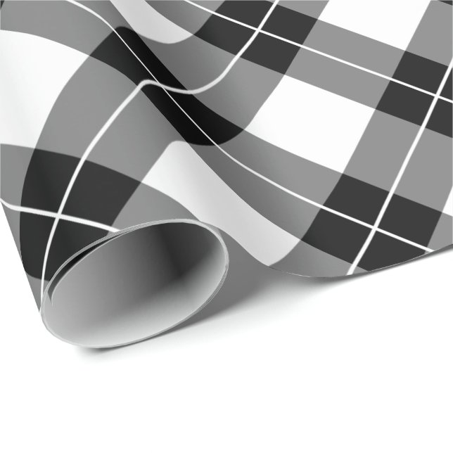 Chic Diagonal Black and White Plaid Pattern Wrapping Paper (Roll Corner)