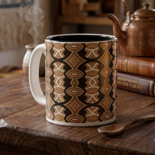 Chic Diamond & Oval Symmetry Two-Tone Coffee Mug