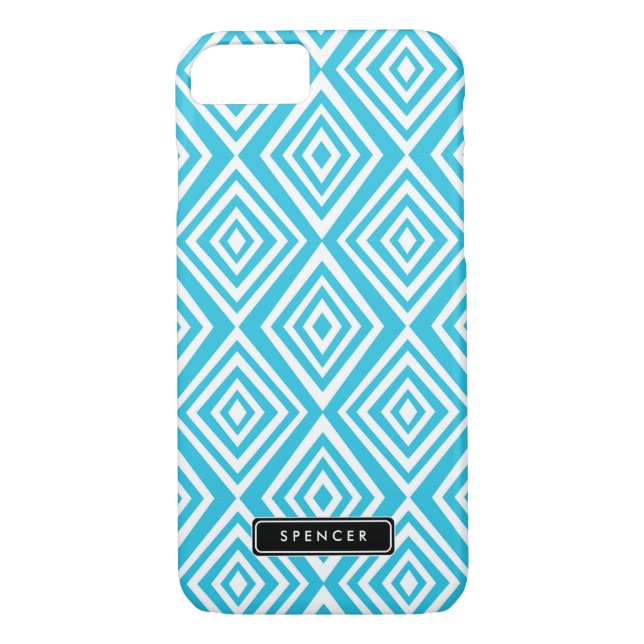 Chic Diamonds Pattern | Turquoise Personalized Case-Mate iPhone Case (Back)