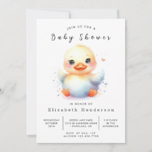 Chic Digital Duck Baby Shower Invitation