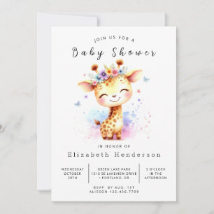  Chic Digital Giraffe Baby Shower Invitation