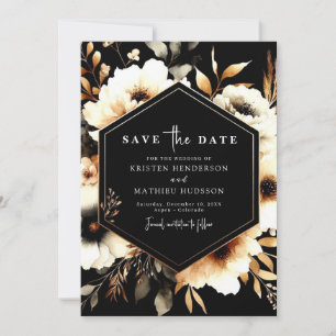 Chic Digital Gold and Black Wedding Save The Date