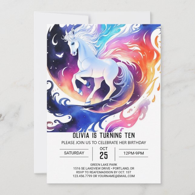 Chic Digital Horse Birthday Invitation (Front)