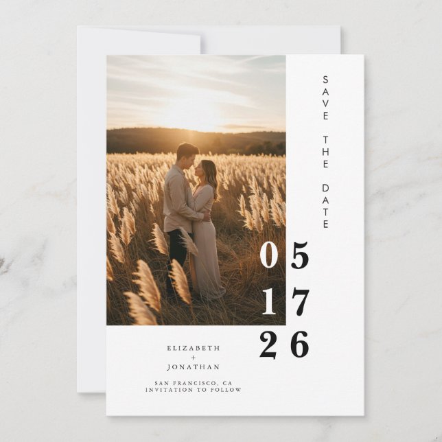 Chic Digital Rustic Script Wedding Save The Date (Front)