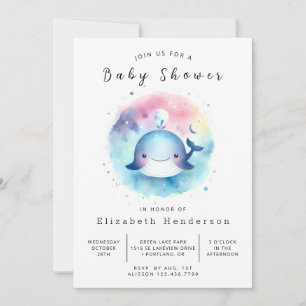 Chic Digital Whale Baby Shower Invitation