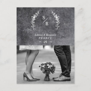 Chic Dirty Alternative Photo Chalkboard Wedding Postcard
