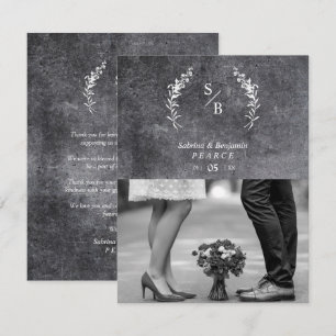 Chic Dirty Alternative Photo Chalkboard Wedding Thank You Card