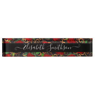 Chic Distinctive Personalized Professional Floral Nameplate