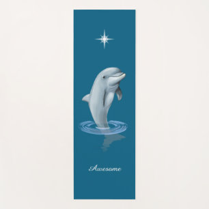 Chic Dolphin, Custom Star & Script on Ocean Blue Yoga Mat