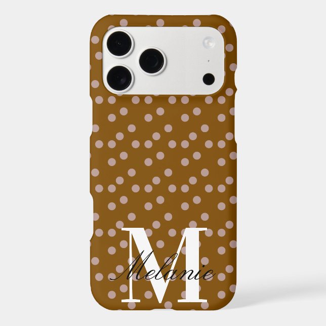 Chic Dots Pink Brown Custom Monogram (Back)