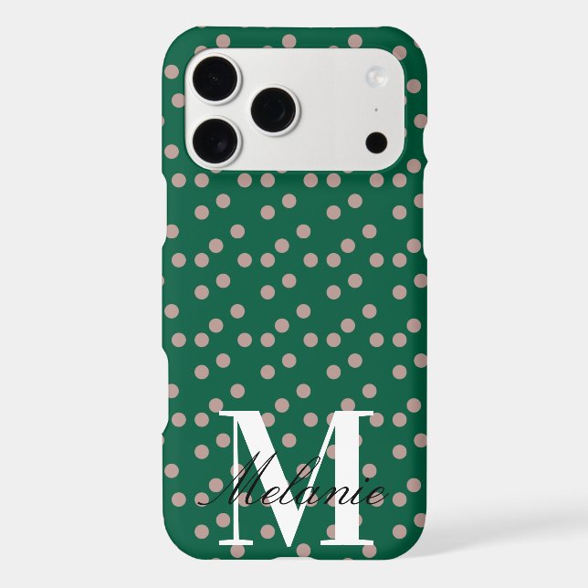 Chic Dots Pink Green Custom Monogram (Back)