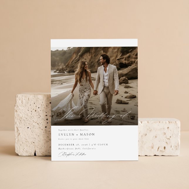Chic Double Sided Photo Qr Code Wedding Invitation (Creator Uploaded)