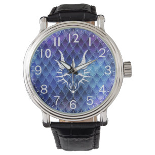 Chic Dragon Head & Blue Dragon Scales Watch