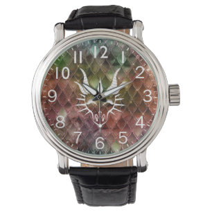 Chic Dragon Head & Colourful Dragon Scales Watch