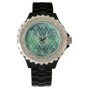Chic Dragon Head & Green Dragon Scales Watch