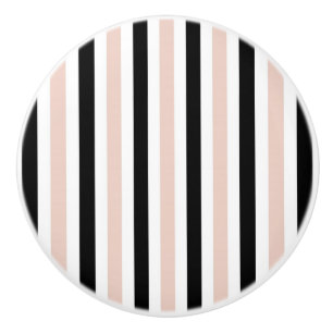 CHIC DRAWER KNOBS_GIRLY BLUSH/BLACK/WHITE STRIPES CERAMIC KNOB