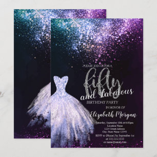 Chic Dress Confetti  50th Birthday Party  Invitation