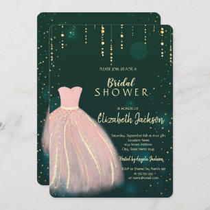 Chic Dress,Green Bridal Shower  Invitation