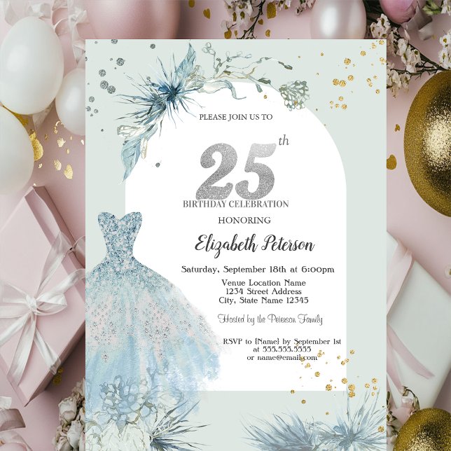 Chic Dress Winter 25th Birthday  Invitation (Creator Uploaded)