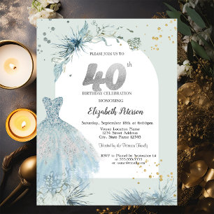 Chic Dress Winter 40th Birthday  Invitation