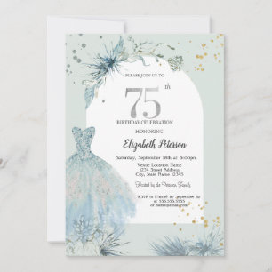 Chic Dress Winter 75th Birthday  Invitation
