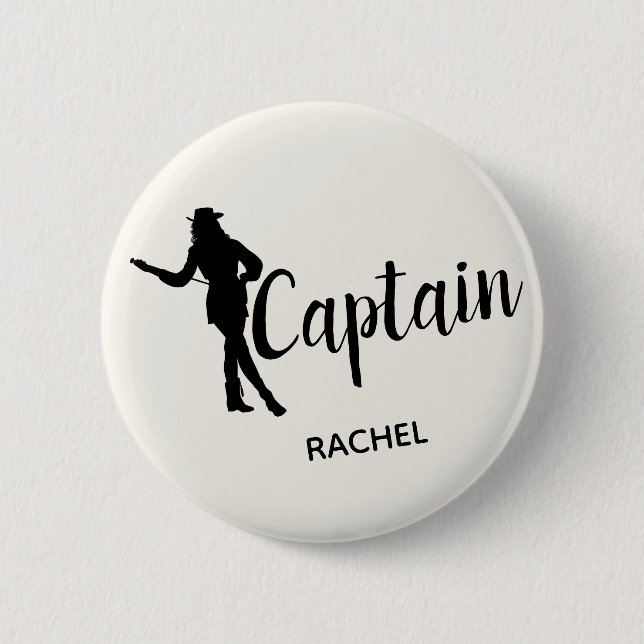Chic Drill Team Captain Personalized 2 Inch Round Button (Front)