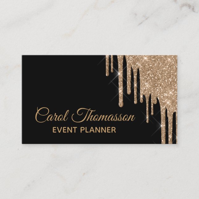 Chic Dripping Gold Business Card (Front)