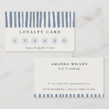 Chic Dusky Blue Watercolor Strips Loyality Card