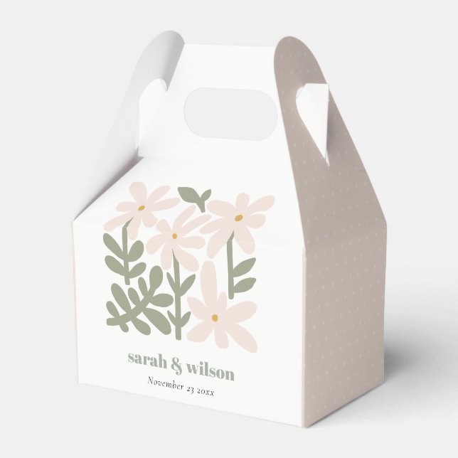 Chic Dusky Blush Retro Minimal Floral Wedding Favor Box (Front Side)