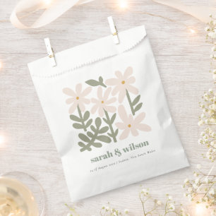 Chic Dusky Blush Retro Minimal Floral Wedding Favour Bag