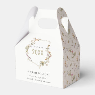 Chic Dusky Pink Blush Wildflower Crest Graduation Favor Box