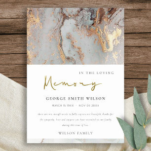 CHIC DUSKY WHITE GREY GOLD AGATE SYMPATHY MEMORIAL THANK YOU CARD