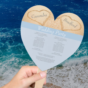 Chic Dusty Blue Beach Wedding ceremony program Hand Fan