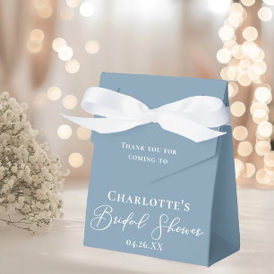Chic Dusty Blue Bridal Shower White Personalized Favor Box