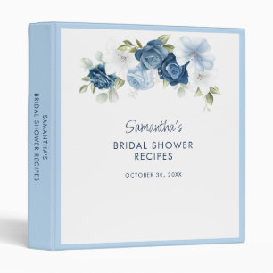 Chic Dusty Blue Floral Bridal Shower Recipe Binder