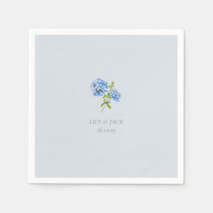 Chic Dusty Blue Floral Hydrangea Wedding  Napkin