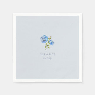Chic Dusty Blue Floral Hydrangea Wedding Napkin