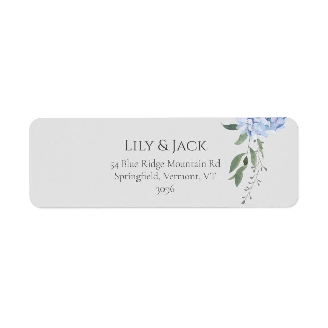 Chic Dusty Blue Hydrangea Floral Adresse de retour (Devant)
