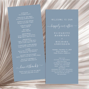 Chic Dusty Blue Mariage programme de cérémonie
